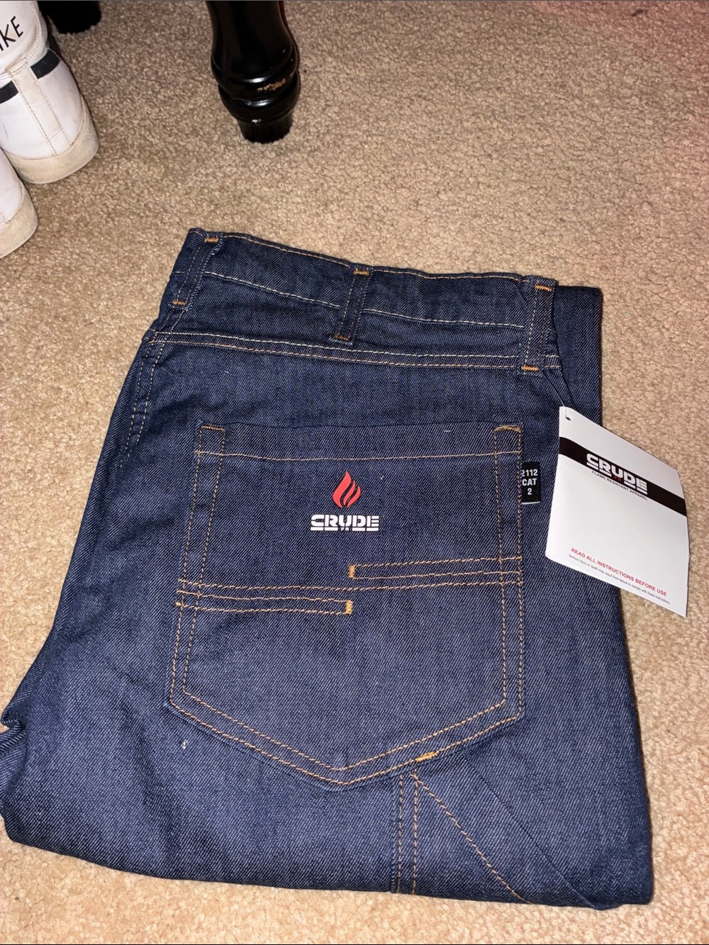 RUDE Men's Dark Indigo Denim Relaxed Fit Jeans
